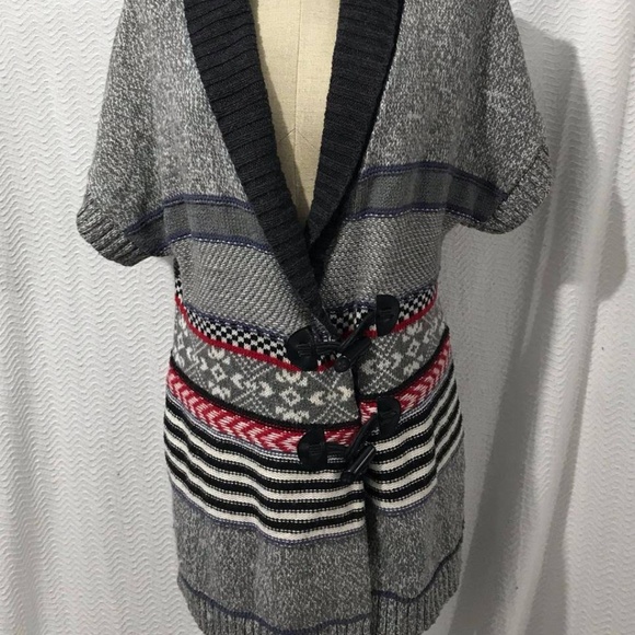 TOMMY HILFIGER  GREY MULTICOLOR SWEATER CARDIGAN S - Picture 7 of 8